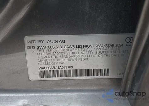 2014 Audi S4 3.0T Premium Plus z USA, uszkodzony, nr VIN WAUBGAFL1EA039769